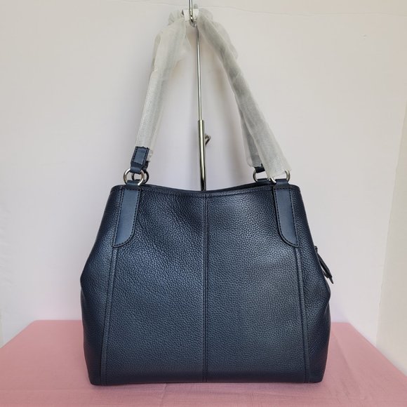 MICHAEL KORS Molly Pebbled Leather Large Shoulder Tote- Navy color⭐ - Picture 7 of 16
